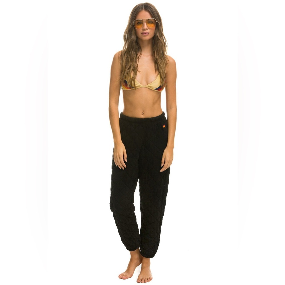 Aviator Nation Black Quilted Sweatpants large new